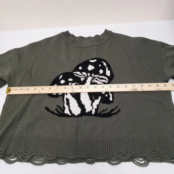 No Boundaries Womens Cropped Mushroom Sweater Size XXL Juniors 19 - Picture 7 of 9